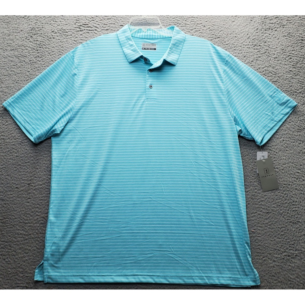 PGA TOUR Golf Polo Shirt Mens XXL Multi‎ Striped Moisture Wicking Stretch UPF 15